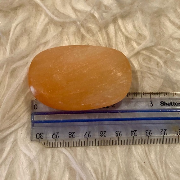 Peach Selenite Palm Stone - Picture 2 of 5